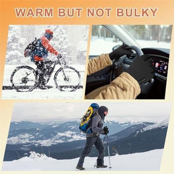 Black Winter Gloves for Men Women Ski Cold‎ Weather Gloves for Driving Running - Picture 4 of 6